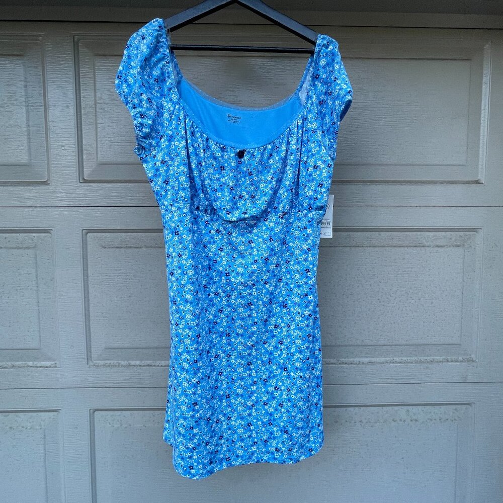 No Boundaries Blue Ditsy Floral Babydoll Dress Puff Sleeve XL NWT